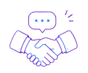 Handshake icon representing partnership with striveX